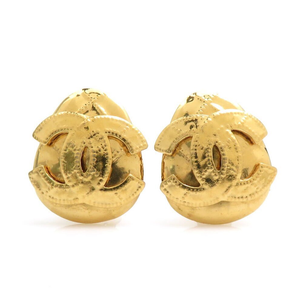 CHANEL Gold Logo Earrings